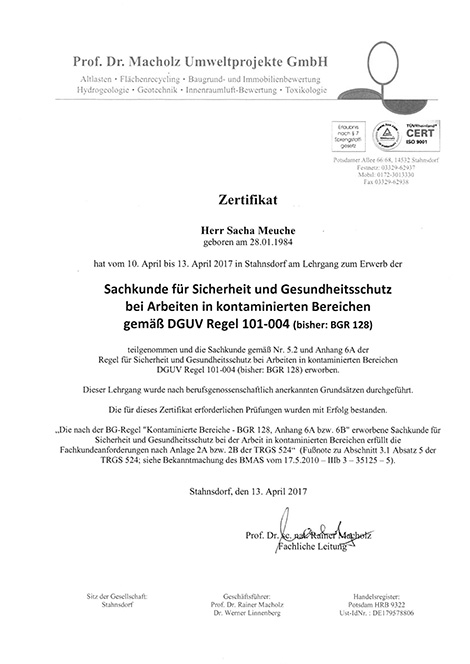 zertifikat Sacha