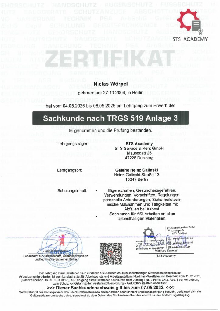 Sachkunde Nachweis Niclas Wörpel